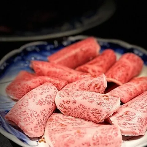 美しい霜降りの黒毛和牛盛り合わせ